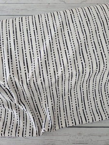 Cream & Black Chunky Stripe Poly Slub {by the half yard}