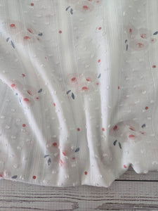 Pale Pink Watercolor Floral Swiss Dot Cotton {by the half yard}