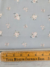 *REMNANT* 2.5 Yds- Exclusive Design- Dusty Blue Small Floral Polyester Slub