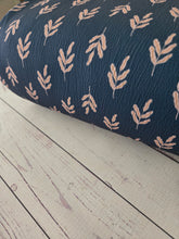 Exclusive Design- Dark Teal Symmetrical Leaf Print {by the half yard}
