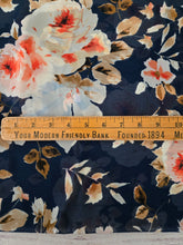 Navy & Coral Floral Chiffon {by the half yard}