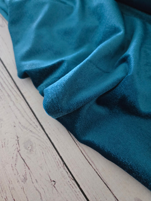 Teal Stretch Velvet Knit {by the half yard}