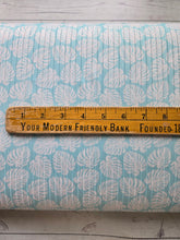 Aqua Monstera Leaf Wide Poly Rib Knit {by the half yard}