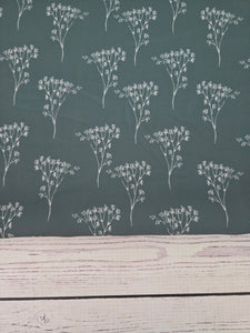Exclusive Design- Dusty Olive & Tan Botanical Outline Print {by the half yard}