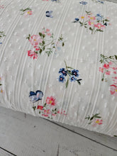 White, Pink & Blue Butterfly Bouquet Print Swiss Dot Cotton {by the half yard}