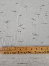Exclusive Design- Khaki Tint Mushroom Outline Print Double Brushed Poly (DBP) Knit {by the half yard}