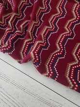 Maroon Dotted Zig Zag Stripes {by the half yard}