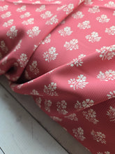 Spiced Coral & Cream Block Print Pinstripe Poly {by the half yard}