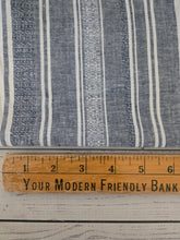 Blue Gray Stripes Slubbed Rayon Linen Blend {by the half yard}