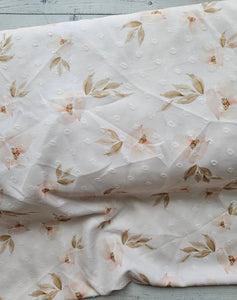 Exclusive Design- Delicate Peachy Floral Woven Look Circle Dot Opaque 100% Polyester {by the half yard}