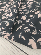 Black & Tan Foliage Print Air Flow Stripe Poly {by the half yard}
