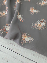 Exclusive Design- Dusty Olive Small Meadow Floral Bouquet Pinstripe Poly {by the half yard}