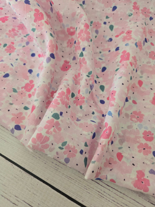 Shades of Pink Ditzy Floral Swiss Dot Cotton {by the half yard}