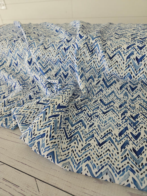 Blues Lines & Dashes Opaque Petite Swiss Dot 100% Polyester {by the half yard}