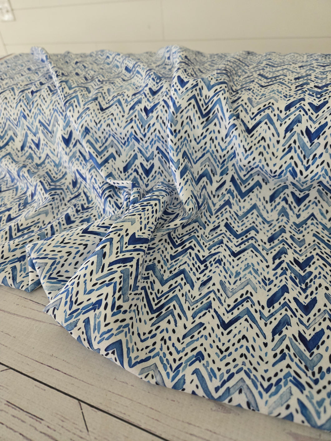 Blues Lines & Dashes Opaque Petite Swiss Dot 100% Polyester {by the half yard}