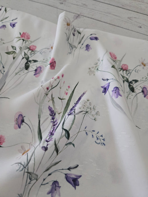 White Wildflower Print Opaque Diamond CEY {by the half yard}