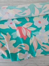 Bright Mint Large Leafy Floral Rayon Challis {by the half yard}