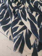 Cream & Navy Mod Leaf Viscose Challis {by the half yard}