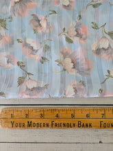 Light Blue & Pink Floral Stripe Chiffon {by the half yard}