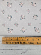 *REMNANT* 2.25 Yds- Exclusive Design- Pale Taupe Petite Floral Opaque Petite Swiss Dot 100% Polyester