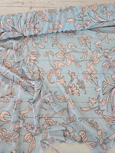 Blue & Light Peach Vining Floral Chiffon {by the half yard}