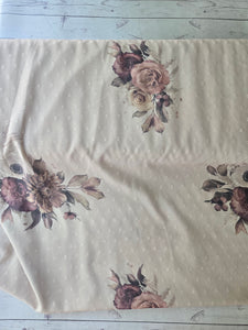 Exclusive Design-  Large Fall Floral Opaque Swiss Dot 100% Polyester {by the half yard}