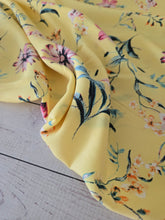 Sunshine Yellow Floral Silky Polyester {by the half yard}