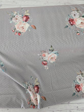 Exclusive Design- Taupe Large Floral Print Swiss Dot Knit {by the half yard}