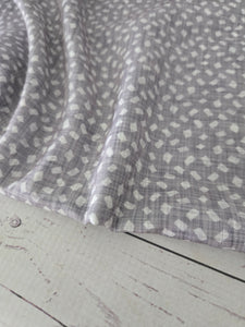 Gray & White Geometric Print Poly Slub {by the half yard}