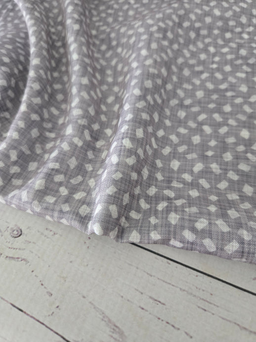 Gray & White Geometric Print Poly Slub {by the half yard}