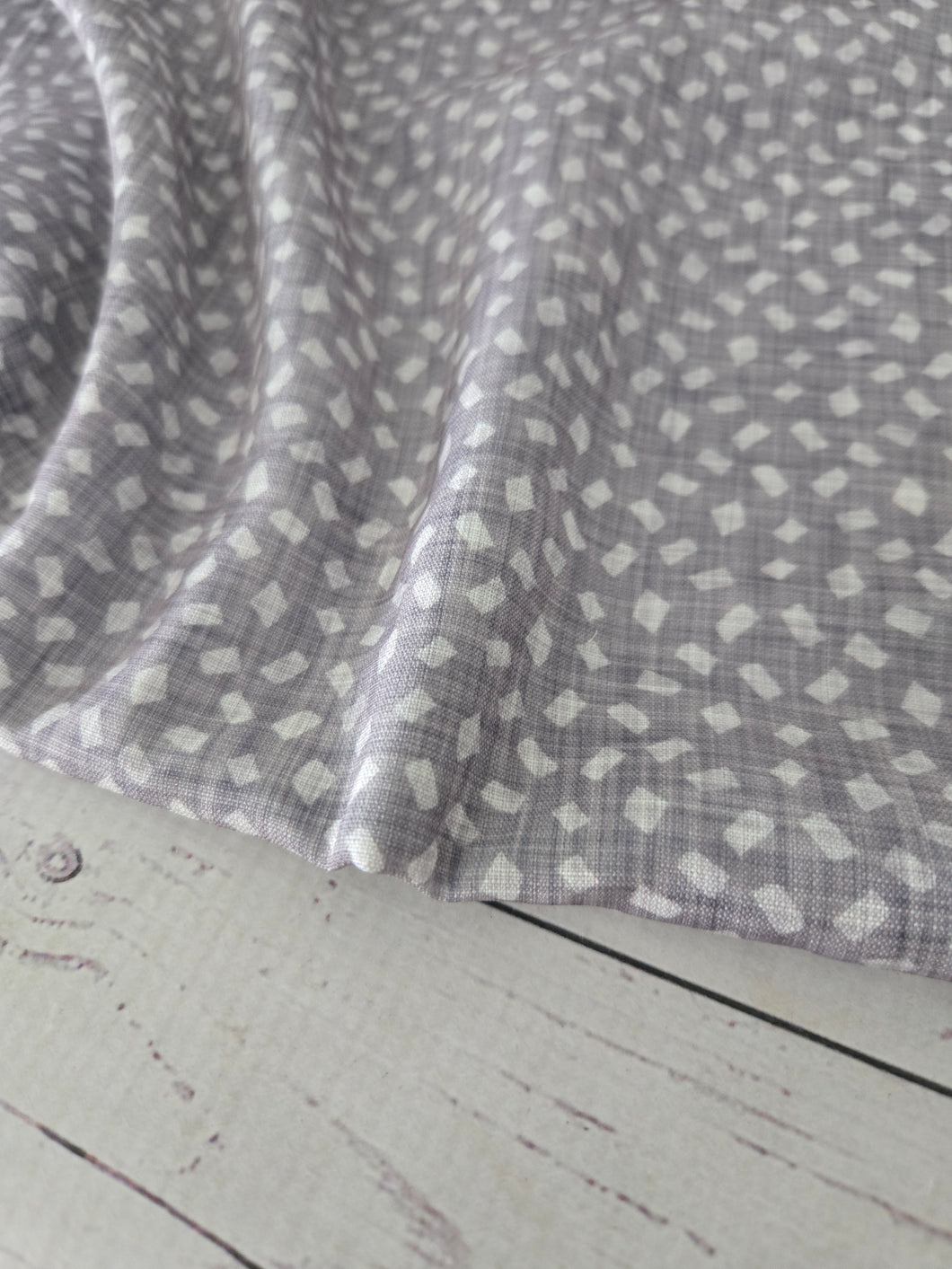 Gray & White Geometric Print Poly Slub {by the half yard}