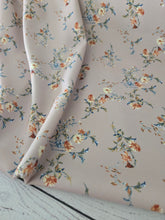 Taupe, Rust & Blue Floral Linen Look Poly {by the half yard}