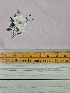 Exclusive Design- Mauve Floral Stems Opaque Petite Swiss Dot 100% Polyester {by the half yard}