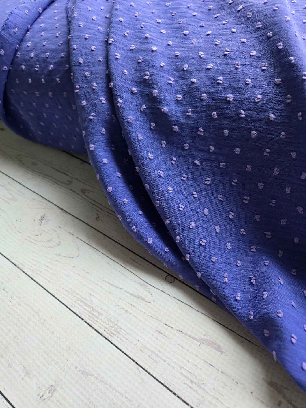 Periwinkle Petite Opaque Swiss Dot 100% Polyester {by the half yard}