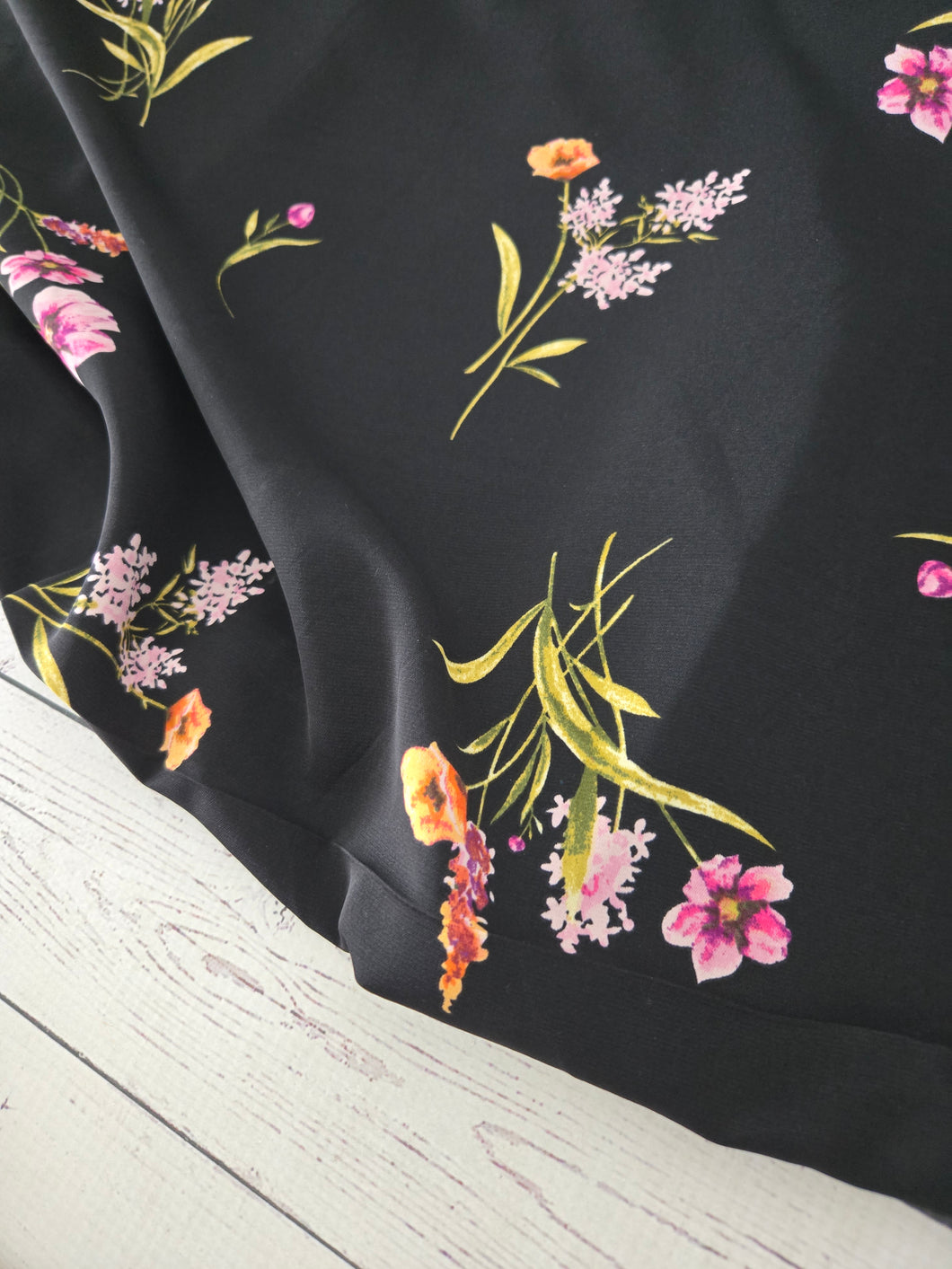 Black & Bright Floral Print Misc. Poly {by the half yard}