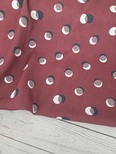 *MISPRINT* Burgundy Dot Print Pinstripe Poly {by the half yard}