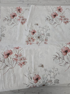 Exclusive Design- White Wildflower Floral Opaque Swiss Dot 100% Polyester {by the half yard}