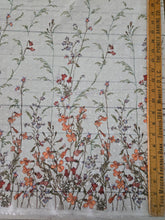 White Wildflower Floral Border Swiss Dot Chiffon {by the yard}