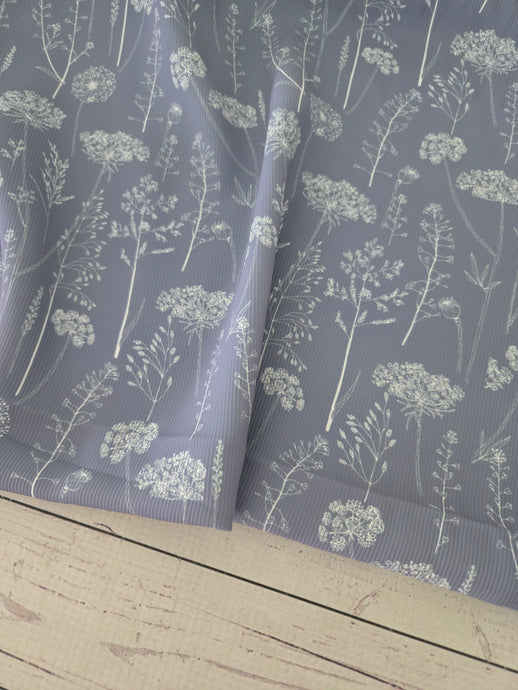 Dusty Blue Stem Floral {by the half yard}