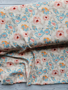 Exclusive Design-  Cream Vintage Floral Opaque Swiss Dot 100% Polyester {by the half yard}