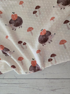 Hedgehogs & Mushrooms Swiss Dot Knit {by the half yard}