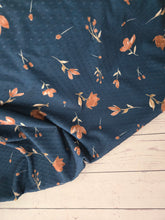 Navy & Rust Floral Swiss Dot Knit {by the half yard}