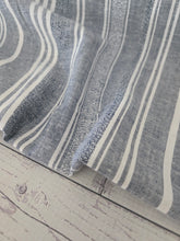 Blue Gray Stripes Slubbed Rayon Linen Blend {by the half yard}