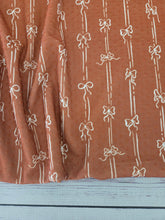 Rust Bows & Stripes Swiss Dot Knit {by the half yard}