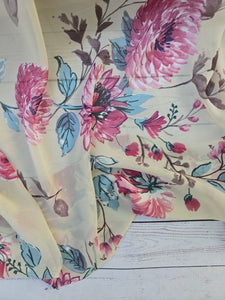 Tan & Berry Floral Chiffon {by the half yard}