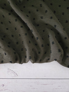Olive Green Black Dot Opaque Swiss Dot 100% Polyester {by the half yard}