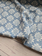 Dusty Blue Aztec Print Pinstripe Poly {by the half yard}