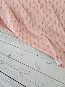 Peachy Pink & Rust Lines Poly Slub {by the half yard}