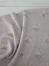 Exclusive Design- Light Tan Small Meadow Floral Collection Print Opaque Swiss Dot 100% Polyester {by the half yard}