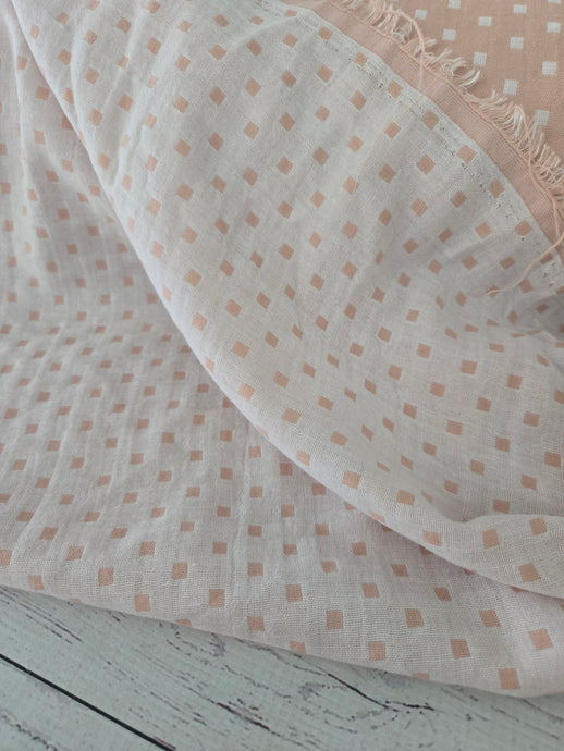 Peachy Squares Double Gauze Cotton {by the half yard}